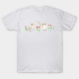 Baby Otters and Red Tulips T-Shirt